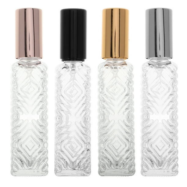 4 botellas de spray de vidrio transparente de 12 ml, rellenables con niebla fina, mini frascos de perfume, pequeños recipientes de muestra vacíos, botellas de viaje portátiles