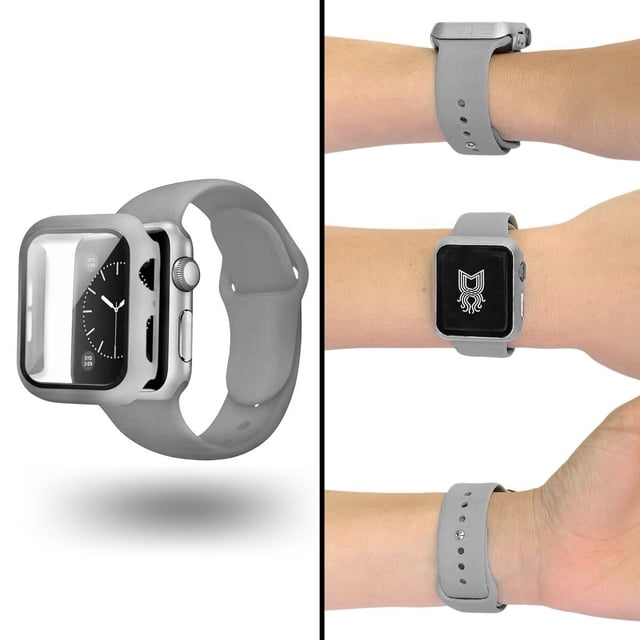 Correa para Apple Watch compatible con 38mm / 40mm de Silicón + Case Protector de pantalla con Cristal Templado. Mamá Pulpo Silicón con case