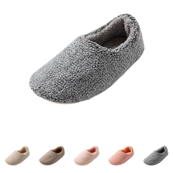 ATENAR Slippers for Women Fleece Wide Womens Shoes Fuzzy House Slipper Gray 40