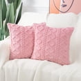 thumbnail image 2 of Juego de 2 fundas de almohada suaves y peludas de lana corta, 45x45cm, fundas de cojines con estampado cuadrado rosa, funda de almohada decorativa, 2 of 5