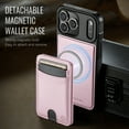 thumbnail image 2 of For iPhone 17 Pro Max Phone Case,Compatible WIth Mag-Safe,2-in-1 Magnetic Removable Card Holder,Kickstand,Anti-Scratch PU Leather Back Shockproof Anti-fall Durable Non-slip Phone Case,Pink, 2 of 4