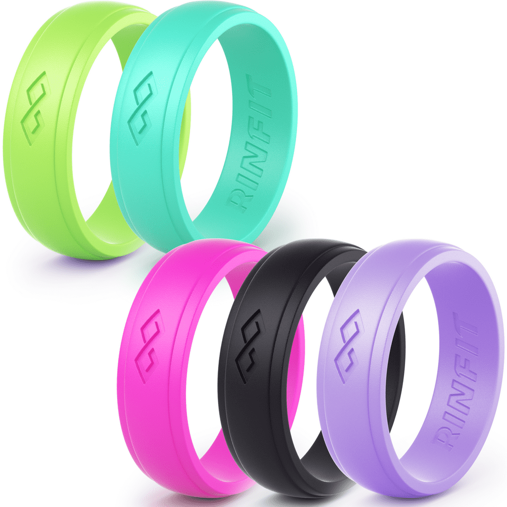 Rinfit Women's 5 Pack of Silicone Wedding Ring for Women, Soft and