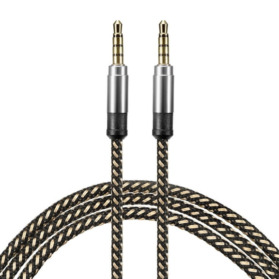 4 Pack Aux Cable 3.5mm Male to Male Nylon Braided 5Ft 4 Pole Hi-Fi Stereo Sound Auxiliary Cord Brown
