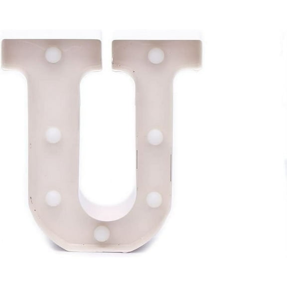 Home by Jackie Inc Decorative White Vintage Rustic Metal Hanging Light up LED Letter “U”