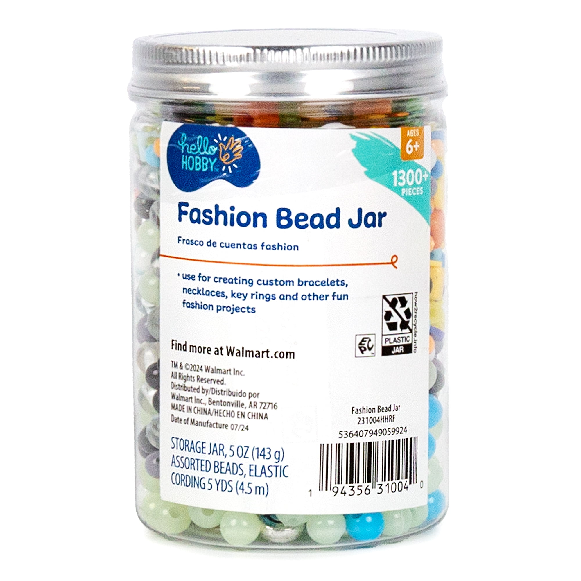Hello Hobby Fashion Bead Jar, Boys and Girls, Child, Ages 6+