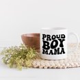 thumbnail image 2 of Proud Boy Mama, Mother of Boys Themed, Groovy Retro Wavy Text Merch Gift, White 11oz Ceramic Mug, 2 of 5