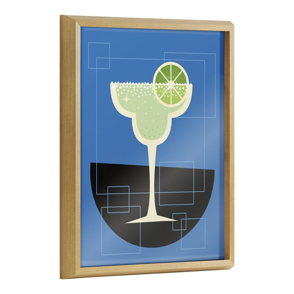 Kate and Laurel Blake Margarita Framed Printed Glass Wall Art by Amber Leaders Designs, 16x20 Natural, Modern Colorful Drink Art for Wall Decor