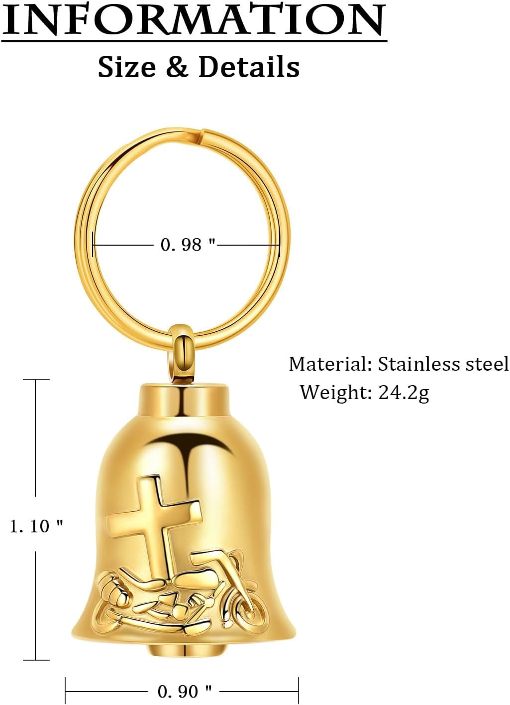 Cremation Urn Necklace - Stainless Steel Bell Pendant For Ashes, Memorial Jewelry For Men & Women With Keychain