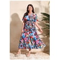 thumbnail image 2 of AURA Plus Size High Waist V Neck Printed Maxi Dress Elegant Spring Summer Style, 2 of 7