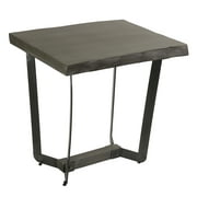 Bare Decor Ontario Live Edge End Table in Solid Acacia Wood, Gray Stain