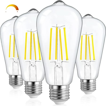 

LED Bulbs E26 LED Light Bulb 7W 60 Watt Equivalent Eye Protection Led Edison Bulbs Daylight White 5000K Vintage Antique LED Filament Bulbs ST64 Chandelier Light Bulbs Dimmable 4 Pack