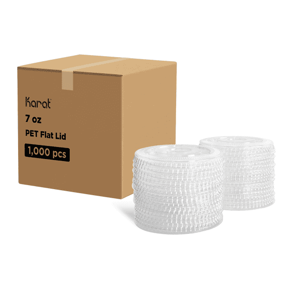 Karat PET Clear Flat Lid for 7oz PET Cup (74mm) - 1,000 pcs