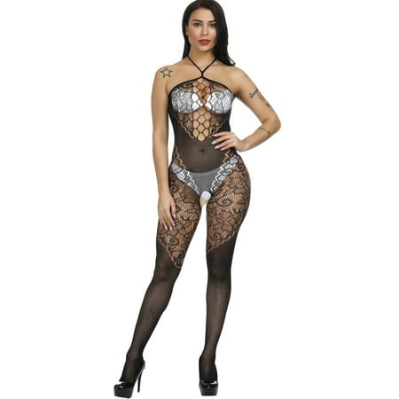 Generic New Sexy Lingerie Women s Sexy Siamese Jacquard Fishnet Clothes Hollow-out Camisole See-through Hip Lifting One-Piece Stockings