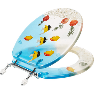 Daniel's Round Acrylic Toilet Seat Lid, Resin Cover with Fish Design, 17'' Blue - Walmart.com Daniel's Round Acrylic Toilet Seat Lid, Resin Cover with Fish Design, 17'' Blue - Walmart.com