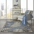 thumbnail image 4 of 4â€™ x 6â€™ Gray and Blue Leaves Indoor Outdoor Area Rug, 4 of 10