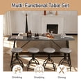thumbnail image 3 of Ktaxon Mid-Century Modern 84" Bar Table and Chairs Set for 4~6, Pub Set for 4 with PU Padded Barstools Swivel Stool Dining Table Set, Modern Dining Set for 4, Gray Oak, 3 of 9
