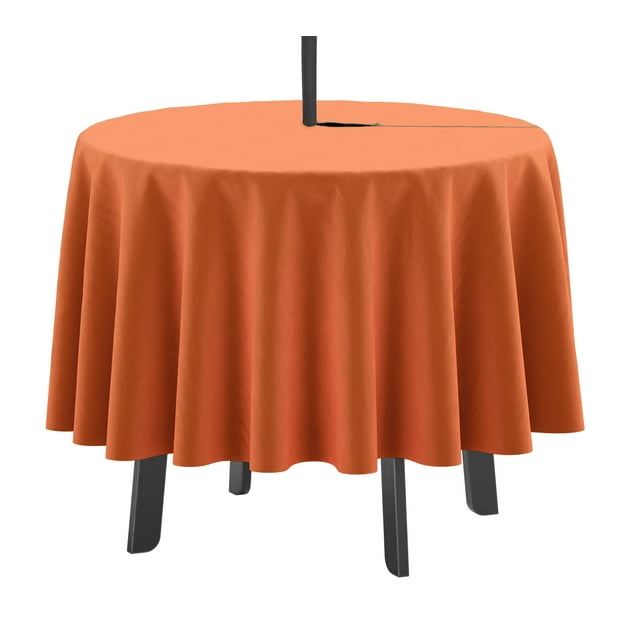 Vargottam Indoor/Outdoor Round Tablecloth 58 Inch Round Tablecloth with Umbrella , Waterproof Zippered Patio Table Cloths, Spring/Summer Table Covers for Circular Table/BBQs/Picnic-Coral Orange