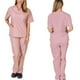 thumbnail image 3 of Conjunto de uniforme médico para mujer Nikou color rosa cuello en V verano suave fino secado rápido M, 3 of 12