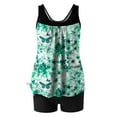 thumbnail image 4 of XUNKUSGA Tankini Swimsuits for Women Fashion Floral Tummy Control Women's Tankini Swimsuits Classic Two Piece Womens Bathing Suits Loose Casual Boho Style Swimsuits for Women S-2XL Green, 4 of 5