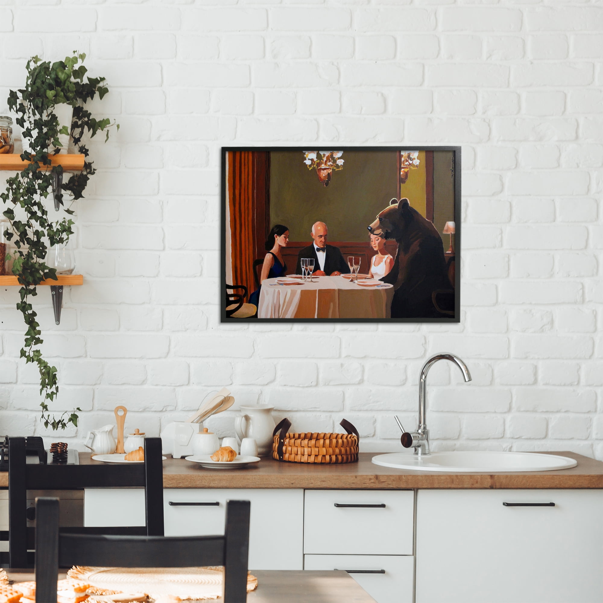 Dinner Guests & Steve Black Framed Giclee Art, design by Keith Thomson