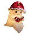 thumbnail image 2 of MYUNNIL Christmas Ghost Reading Book Lamp, 5.5" Cute Light up Warm LED Santa Hat Ghost Resin Statue Night Light for Mantel Bedroom Home Decor & Gift, 2 of 5