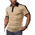 thumbnail image 2 of Domuza Mens Polo Shirts Short Sleeve Moisture Wicking Golf Athletic Collared Shirt Tennis T-Shirt Summer Work Tops Khaki 3XL, 2 of 5