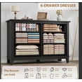 thumbnail image 4 of Commode 6 Tiroirs pour Chambre, Commode à Tiroirs de 47 Po de Large avec Rangement Autoportante, Coffre de Rangement en Bois pour Garde-Robe pour Salon, Chambre, Entrée, Noir, 4 of 7