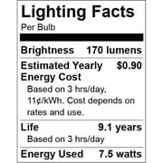 Great Value LED Light Bulb, 7.5 W (60 W Equivalent), A19, E26 Medium Base, Non-Dimmable, Red, 2-Pack