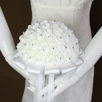 ELAYARD Simulation Flower Bouquet Wedding Bridal Bouquet Foam White 1Pack