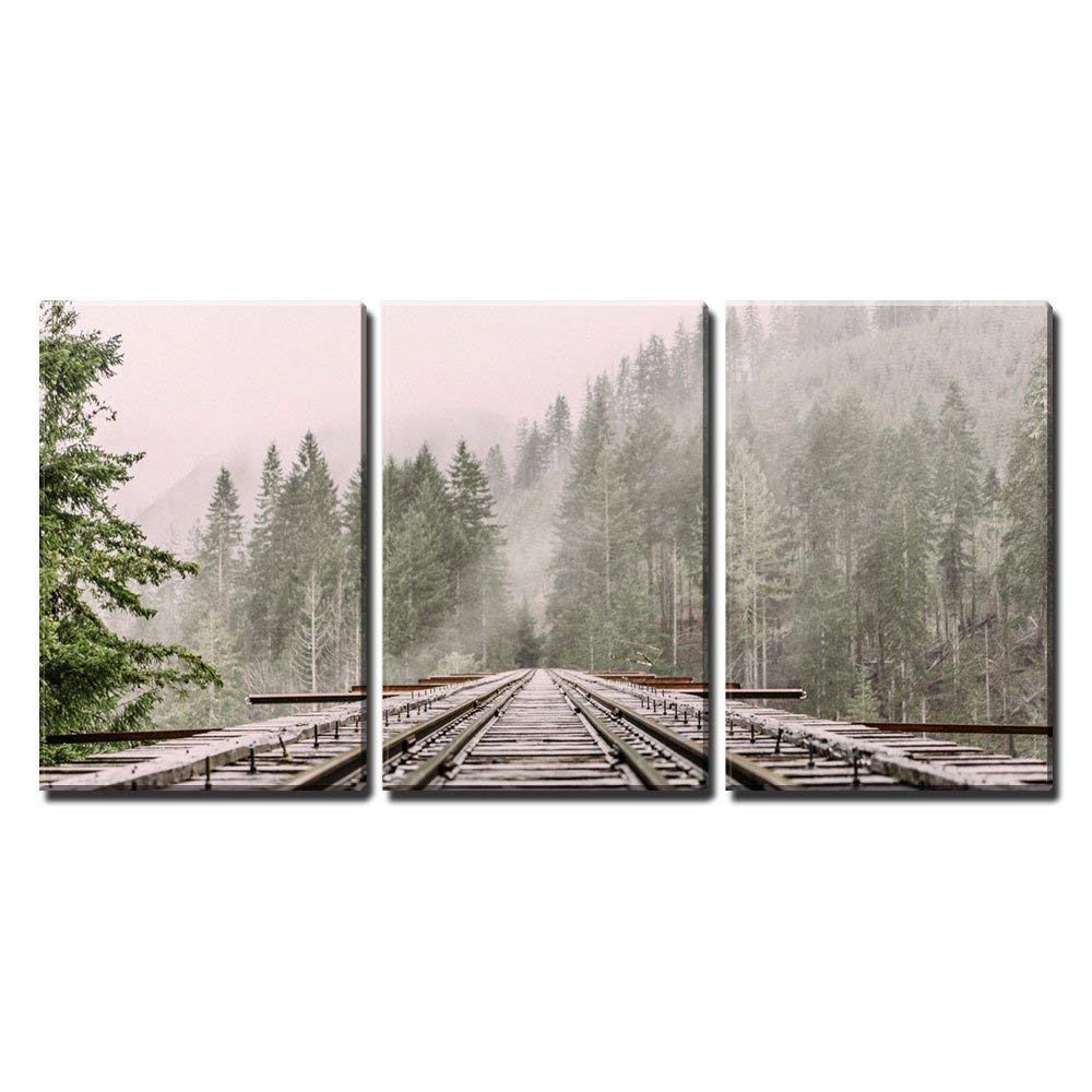 Wall26 Pine Trees Forest with Fog Canvas Art Wall Decor 16/"x24/"x3 Panels
