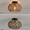 thumbnail image 3 of 1pc Boho Semi Flush Mount Ceiling Light, Coastal Woven Hemp Rope Cage Rattan Wicker Retro Rustic Light Fixture, For Bedroom Hallway Entryway Kitchen Nursery Closet, Semi Flush Mount, 3 of 10