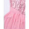 thumbnail image 5 of CHICTRY Girls Sequins Ballet Leotard Irregular Hem Cutout Back Ballet Tutu Dress Figure Ice Skating Outfit A Pink 8, 5 of 7
