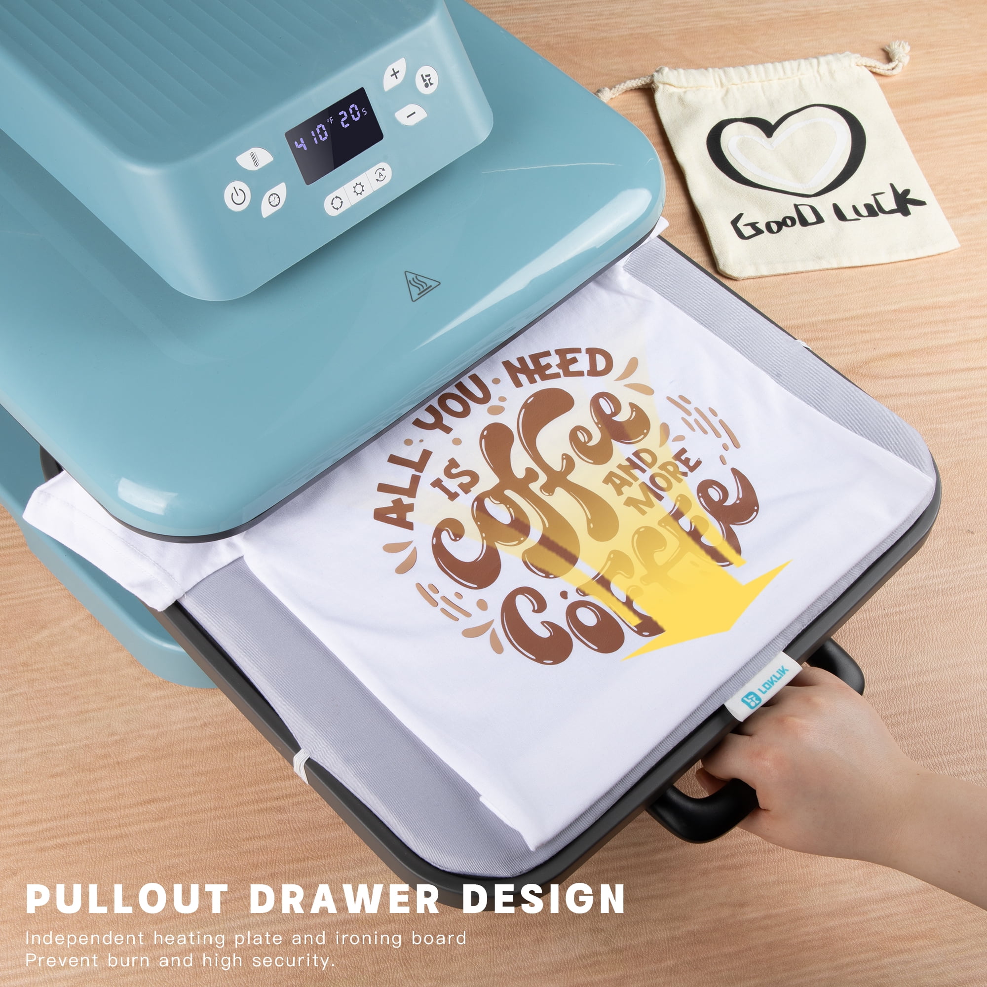LOKLiK 1500W 15"x15" Auto Heat Press Machine for Transfer Vinyl & Sublimation Project