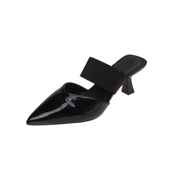 Black Ladies Closed Toe Mules Featuring Pointed Toe And Stiletto Heel Sophisticated Casual Footwear