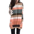thumbnail image 4 of Blusa con capucha de manga larga informal con cuello redondo y rayas de arcoíris de longitud media para mujer Fridja  ghj987+4095, 4 of 8