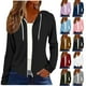 thumbnail image 1 of Top para mujer,Blusa informal de manga larga con capucha para mujer, de poliéster con cremallera frontal, cómoda para el hogar o el trabajo, sopatenor, 1 of 8