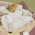 thumbnail image 3 of 77-Inch Modern Velvet 3-Seater Sofa for Living Room, Bedroom, Apartment, Office, 3 of 12