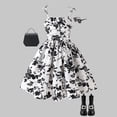 thumbnail image 2 of Kogui Little Girls Dresses Summer Dresses Girls Summer Floral Ruffle Sundress Cold Shoulder Casual Holiday Dresses Size 8-9 (Black,8-9 Years), 2 of 7