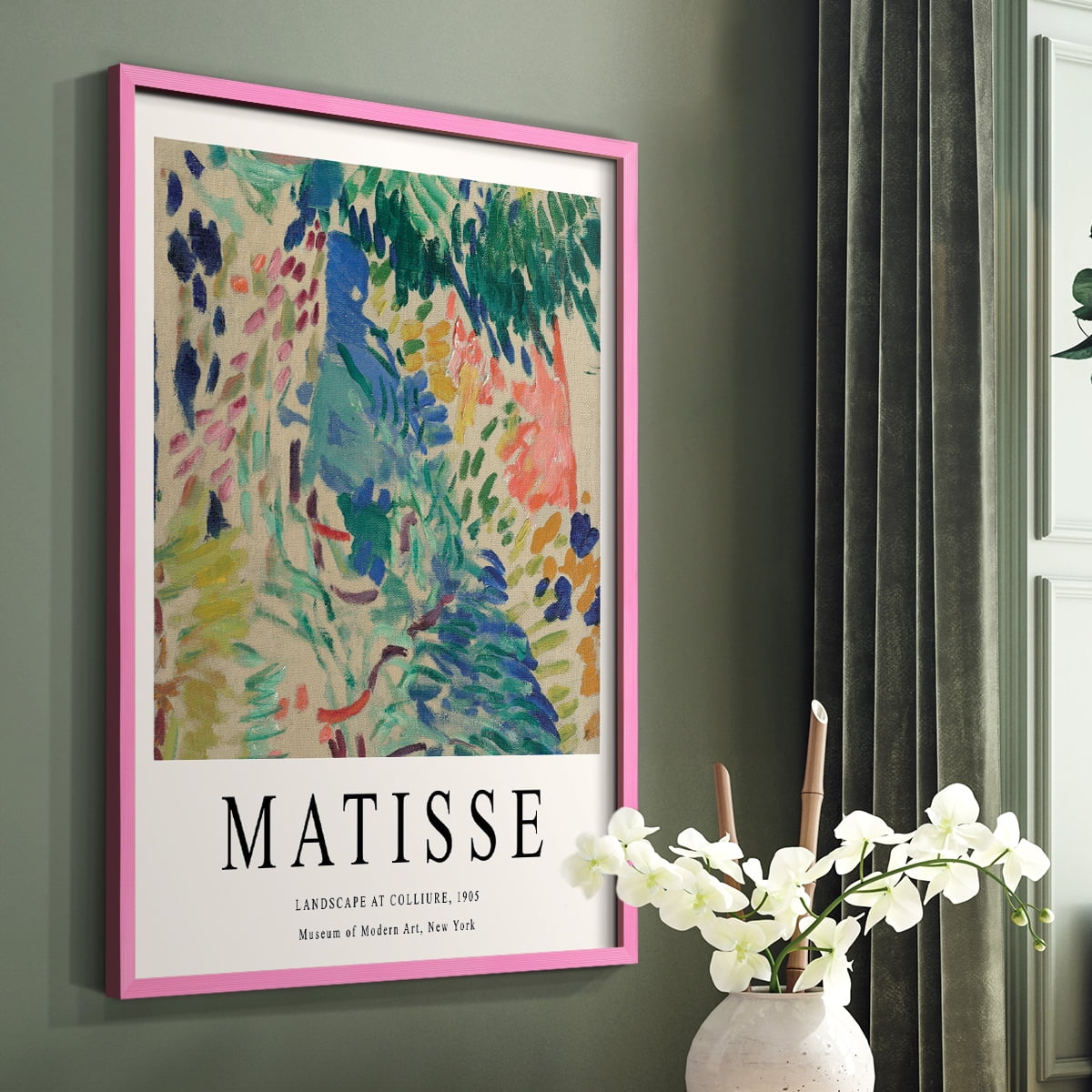 Matisse CDXCIII in Pink Solid Wood Framed Print No Nail Hanging