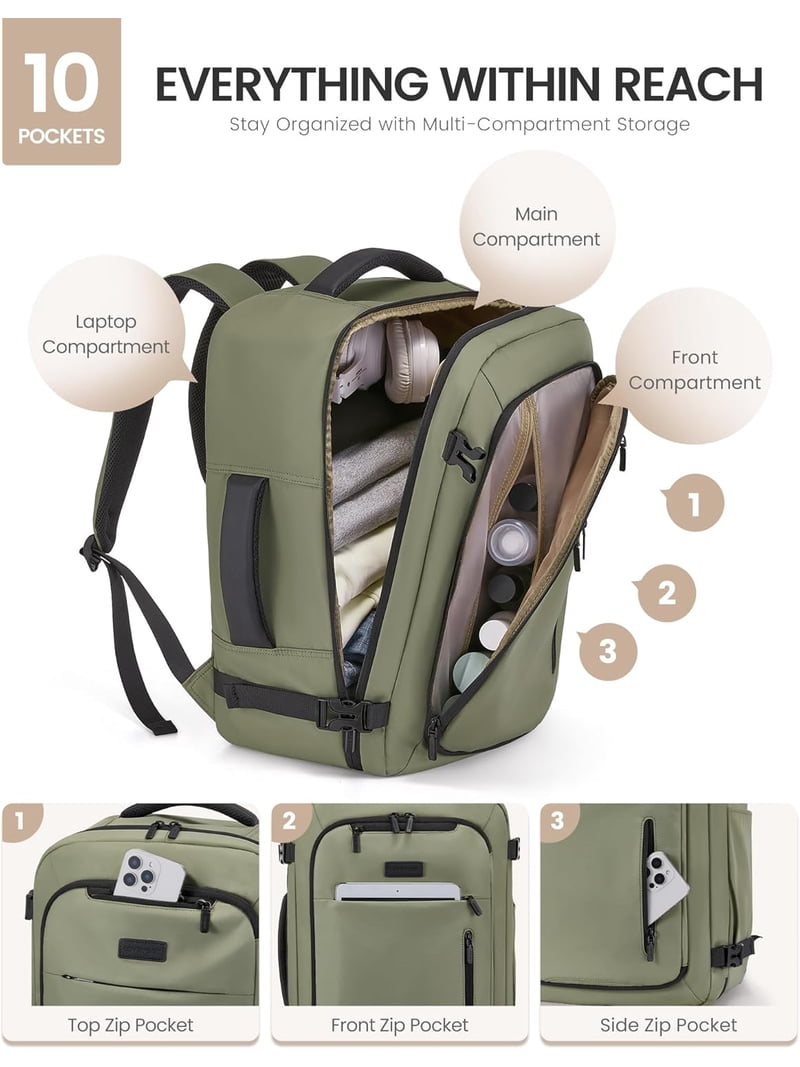 backpack garmet and laptop bag LOVEVOOK Travel Backpack for Women Men with Garment Bag, 40L Carry on  Backpack as TSA Personal Item Flight Approved, Luggage Daypack Fits 17.3
