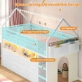 thumbnail image 2 of Twin Size Low Loft Bed with 8 Storage Drawers and Bookcase, House Shaped Bunk Bed with LED Lights,Metal Loft Bed with Ladder,13.4" Safety Guardrail,White, 2 of 8