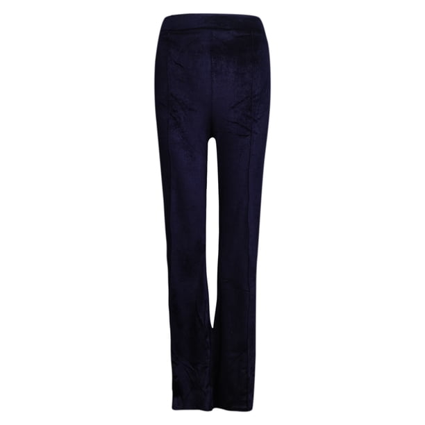 Pantalones Gibobby mujer Nuevos Bootcut de terciopelo dorado casuales de cintura alta azul marino XL