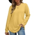 thumbnail image 4 of DondPO Womens Tunic Tops，Womens Sweatshirt Crewneck Long Sleeve Shirts High Low Tops Curved Hem Women Sweatshirts No Hood，Womens Fall Tops，Tops for Women Trendy Yellow XL, 4 of 4