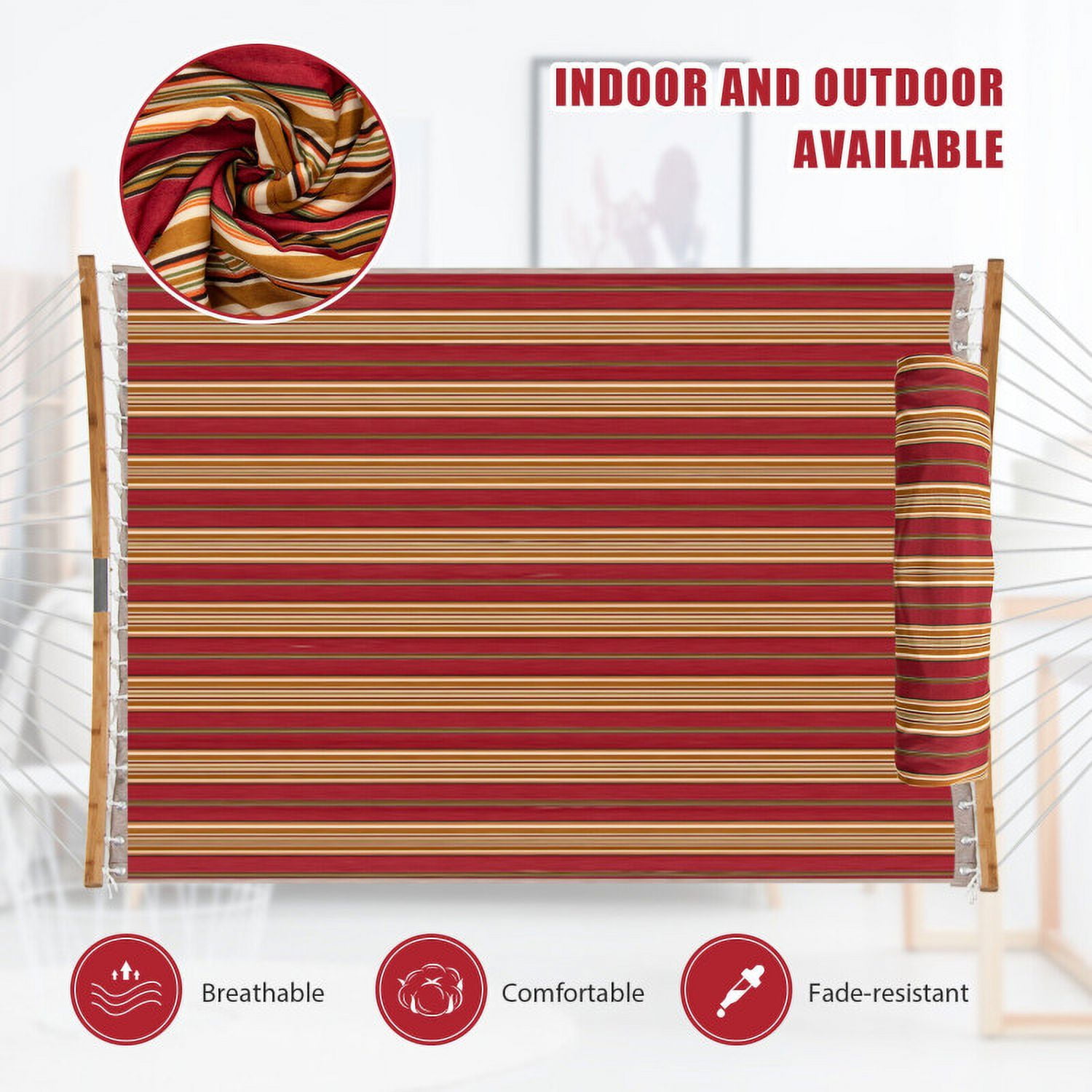 Aimee Lii Outdoor Hammock with Detachable Pillow, Comfy Outdoor Chair, Red Aimee Lii Outdoor Hammock with Detachable Pillow, Comfy Outdoor Chair, Red