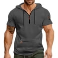 thumbnail image 1 of Styesk T Shirts for Man Men Solid Color Summertime Short Sleeve Hooded Zipper Pocket Shirt Top, 1 of 4