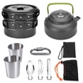 thumbnail image 1 of Utensilios de cocina al aire libre Camping Picnic plegable Vajilla Non-Stick 2-3 personas Potes reutilizables de la olla con bolsa de almacenamiento 11 piezas negras tholdsy OD003506-01B, 1 of 7