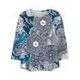 thumbnail image 5 of Ounisa Womens Plus Size Tops Non Positioning Printed V Neck T Shirts 3/4 Sleeve Blouse Summer Loose Casual Tees, 5 of 6