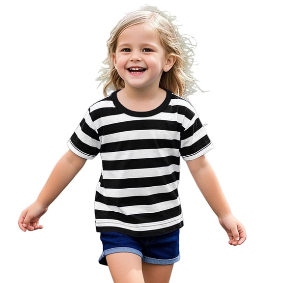 EnJoCho Toddler Boys Girls T Shirts Kids Striped Shirt Cotton Crew Neck Short Sleeve Tee Tops Blouse for 1-8 Years Short Sleeve Shirts For Boys