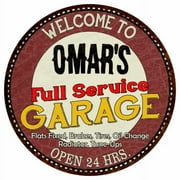 Omar's Full Service Garage 14" Round Metal Sign Man Cave Dcor 100140037099