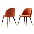 thumbnail image 1 of Side Dining Chair, Set of 2, Velvet, Orange, Modern Contemporary Urban Design, Kitchen Room Cafe Bistro Restaurant Hospitality, 1 of 9